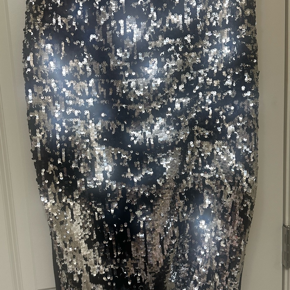 New York & Company Black and Silver Sequin Pencil Skirt